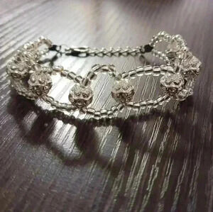 Handmade rhinestone beaded bracelet